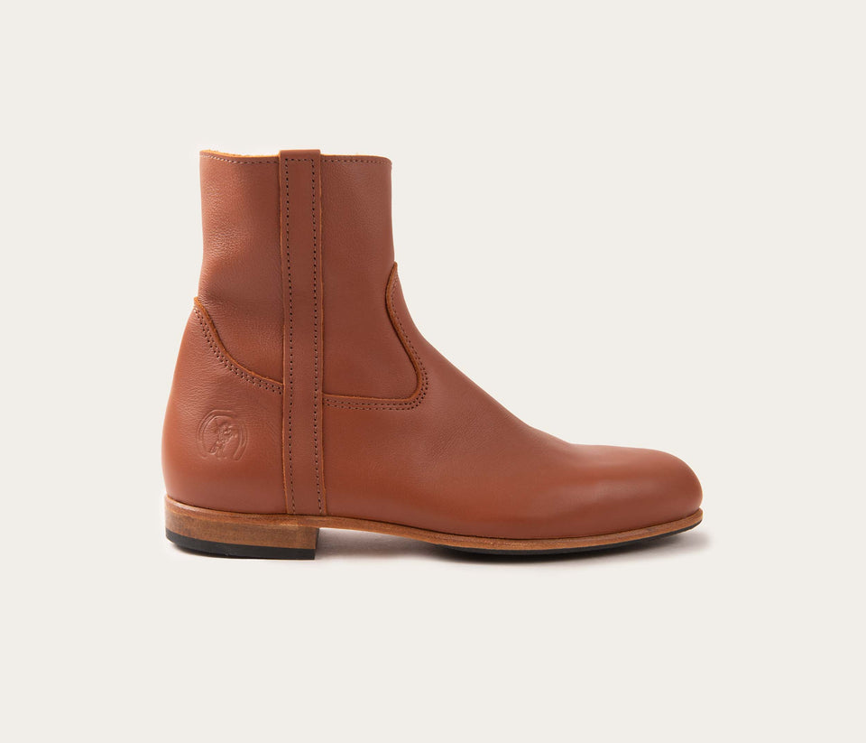 Elie Bottine Zip Souple Cognac - Prix Doux