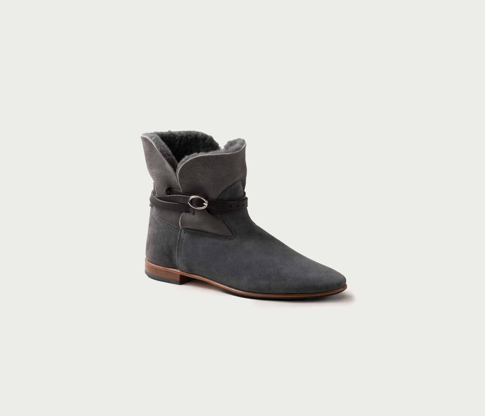 Chelby Slate & Sheepskin Ankle Boot - Low Price