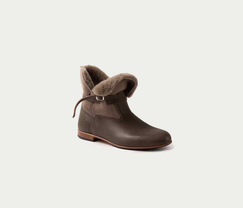 Chelby Soft Taupe & Sheepskin Ankle Boot - Low Price