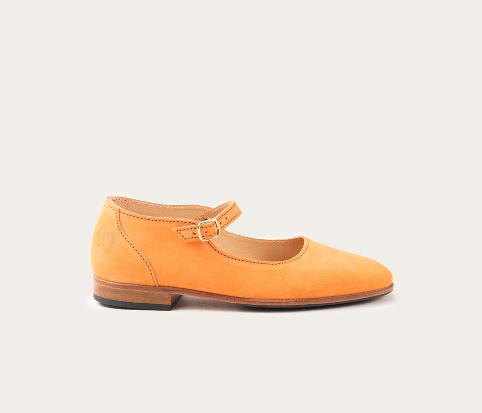 Babie, MaryJane Velours Mandarine - Édition limitée