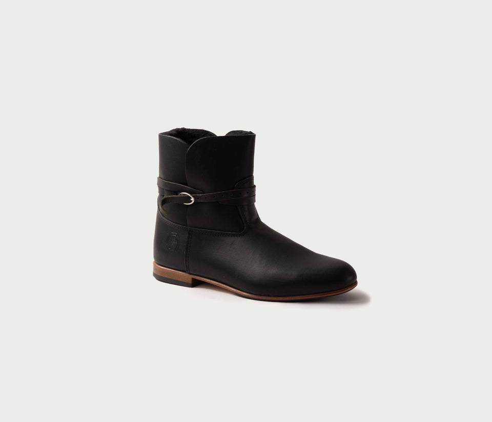 Chelby Black Ankle Boot & Black Sheepskin - Low Price