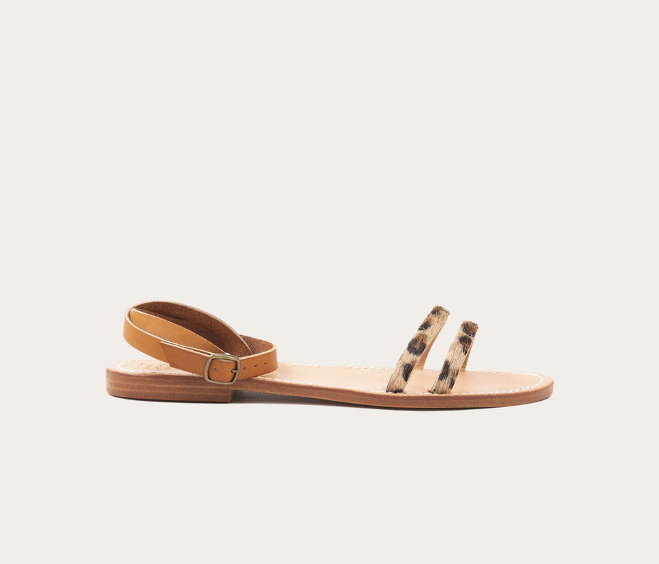 Voltaire Sandale Naturel & Léopard - Prix Doux