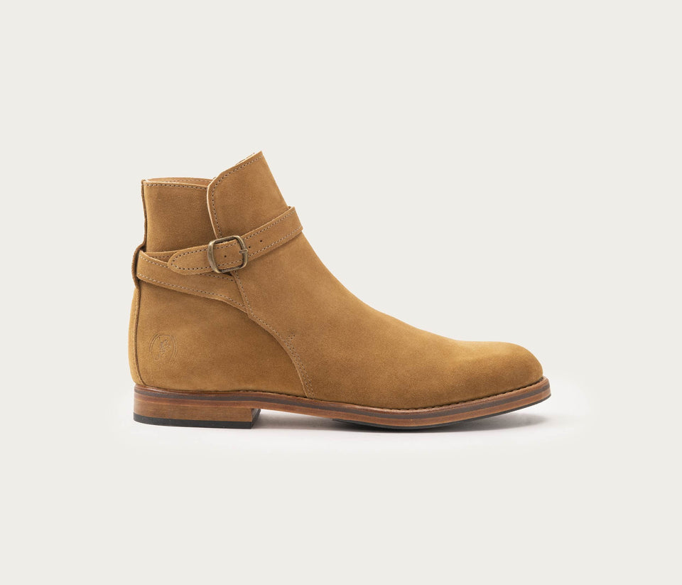 bottine en velours pour homme - la botte gardiane boots - la botte gardiane bottine pour homme - bottine en daim havane homme - boots en daim homme - bottine à lanière en daim homme - 